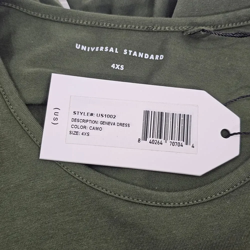 Universal Standard Geneva Green Asymmetrical Cotton Midi Dress Size 4XS/0 NWT - Picture 10 of 13